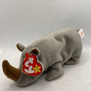 Ty Original Beanie Baby Spike Rhinoceros  Grey Brown with Hang Tag 1996 Retired
